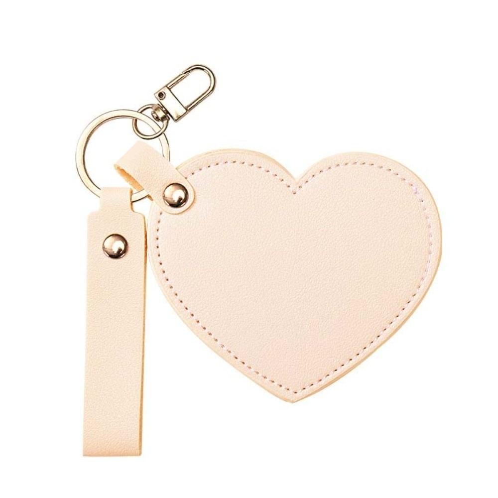 

Korean Style Love Heart Makeup Mirror Rotate Small Mirror Colorful Love Keychain Outdoor бежевий