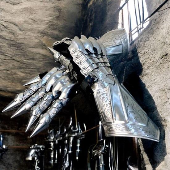 Medieval Nazgul Etching Gloves Set Medieval Knight Gothic Gauntlet Gloves Pair