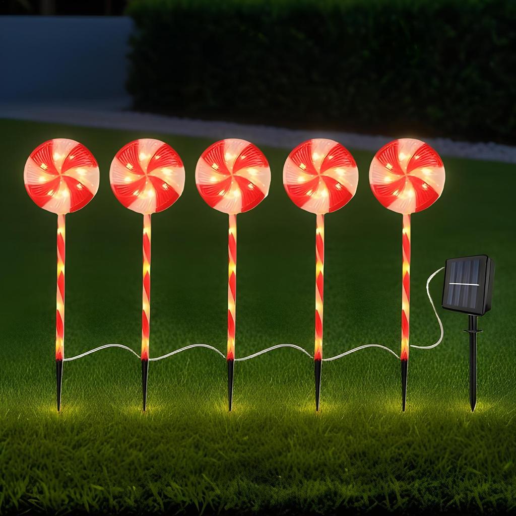 Solar Candy Cane Lights 8-Mode 1200mAh Waterproof Solar Candy Cane Lights Christmas Decor for Pathway Patio Yard Backyard Porch