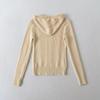 Y6015-26 Spring French Retro Cable Knit Slim Zipper Cardigan Hoodie