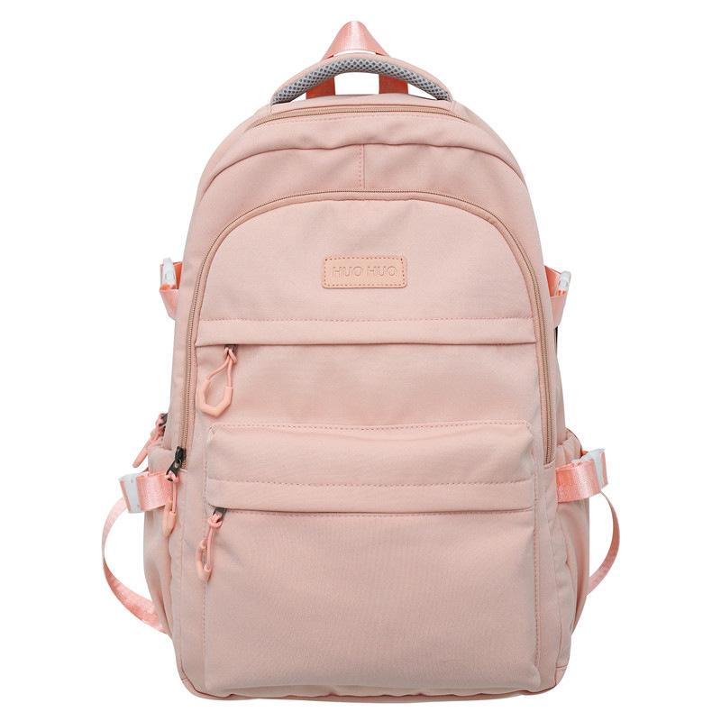 

New Korean Style Large Capacity Durable Student Backpack - Solid Color, Simple Japanese Design 32x19x45 cm рожевий