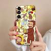 Luxury Y2K Curious George Phone Case For Samsung S25,24,23,22,21,S20,Ultra,Plus,FE Black Soft Cover