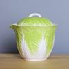 Creative Ceramic Cabbage Tea Caddy, Mini Portable Sealed Jar for Travel and Food Storage