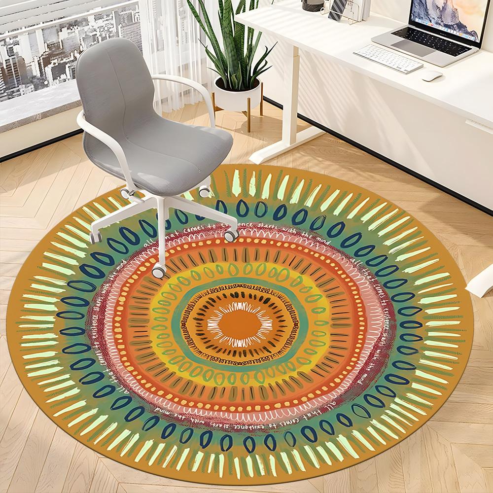 1pc Mandala Artwork Carpet, Round Non Slip Durable Large Size Office Carpet, Suitable for Office