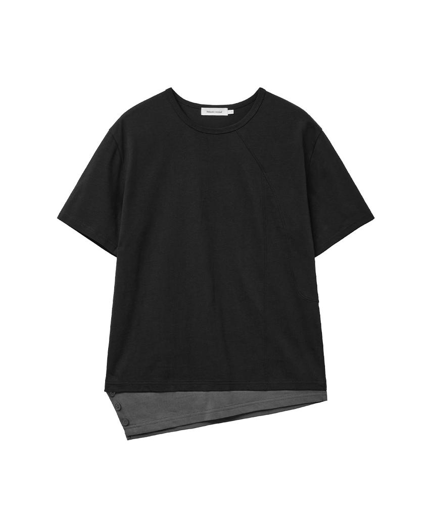 Misekiseoulmaen Line Layered Short Sleeve Black