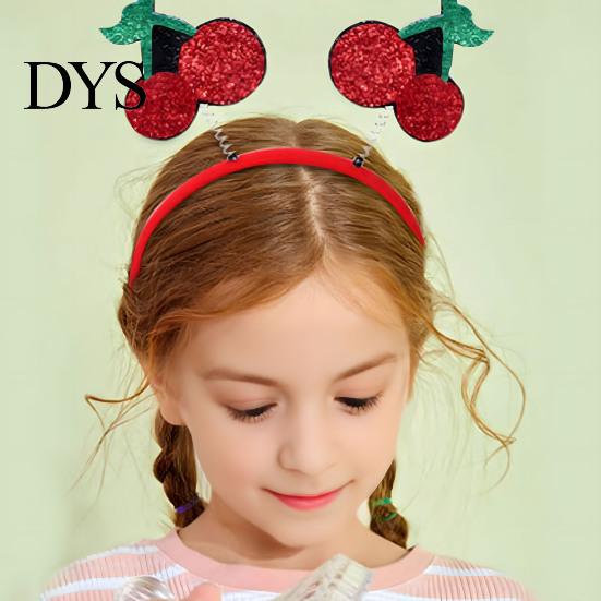 Cute Cartoon Headbands 4Pcs Fruit Decor Watermelon Cherry Children Hair Accessories Strawberry Headpiece Spring Design Hoop Headdress Stretchy
