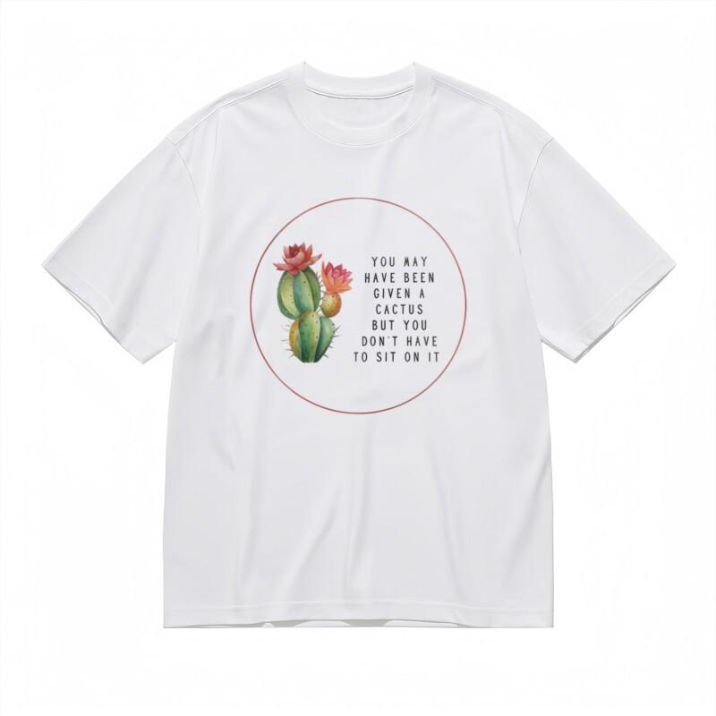 

Women s All-Season Classic T-Shirt Red Circle Cactus and Sarcastic Slogan Tee S