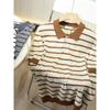 Cool Feeling Silk Light 389 + Foreign Trade Tail Goods Men's Summer Retro Lapel Striped Knitted Short Sleeve Polo Shirt