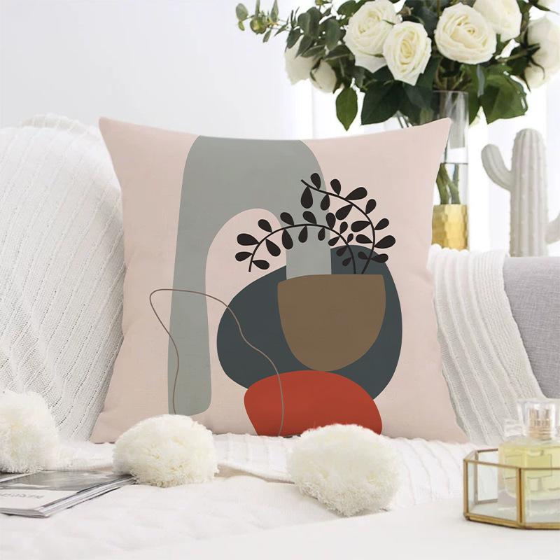Nordischer abstrakter Kissenbezug für Sofas, moderner schlichter Kurzplüsch-Kissenbezug mit Print.