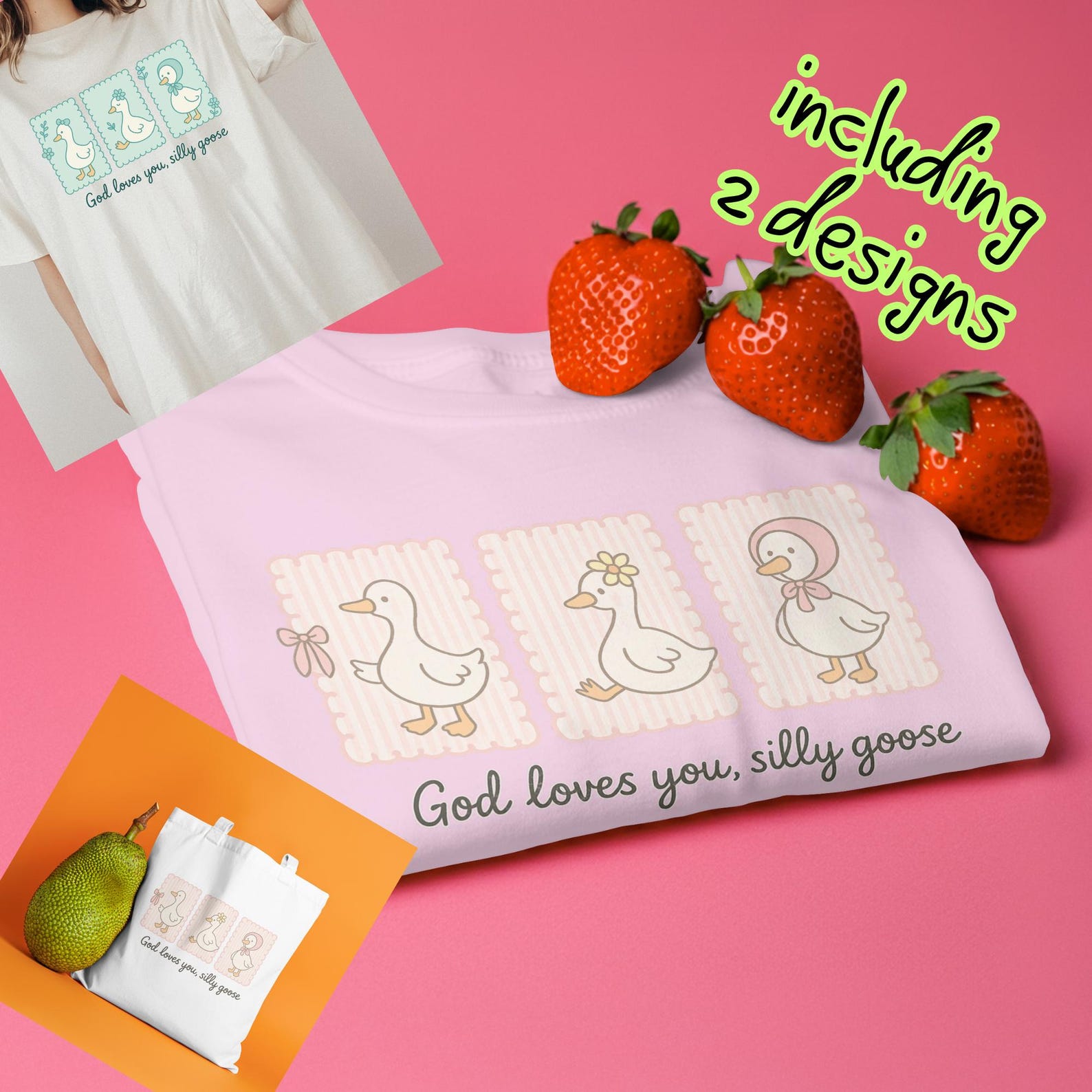 Pastel Goose Christian PNG Clipart | God Loves You Design Bundle S