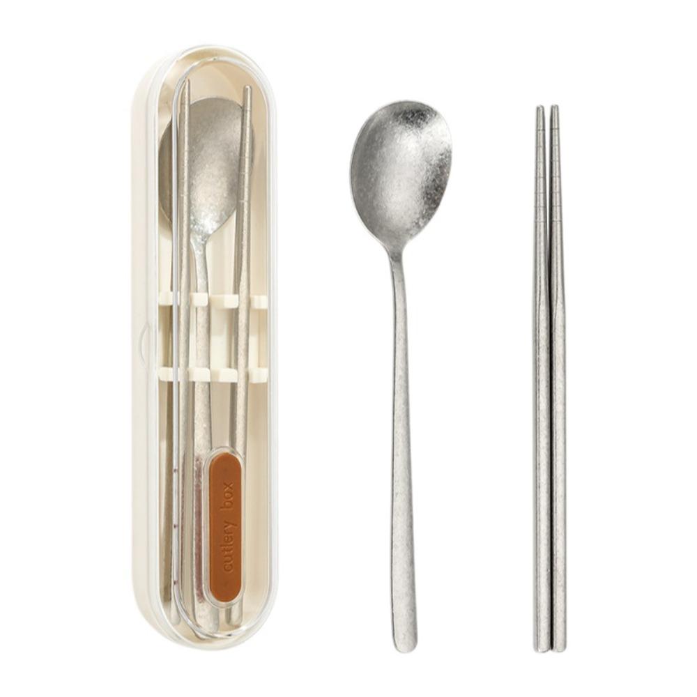 2 in 1 Student Cutlery Lightweight Camping Spoon Tableware Travel Flatware  Kitchen Accessories коричневый