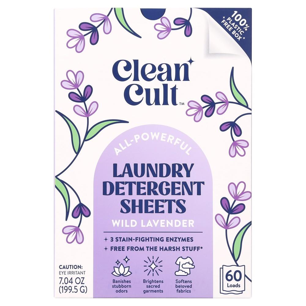 Laundry Detergent Sheets 60 Count Wild Lavender Scent Triple Action Formula Stain Fighting Odor Removal Sensitive Skin Safe Eco