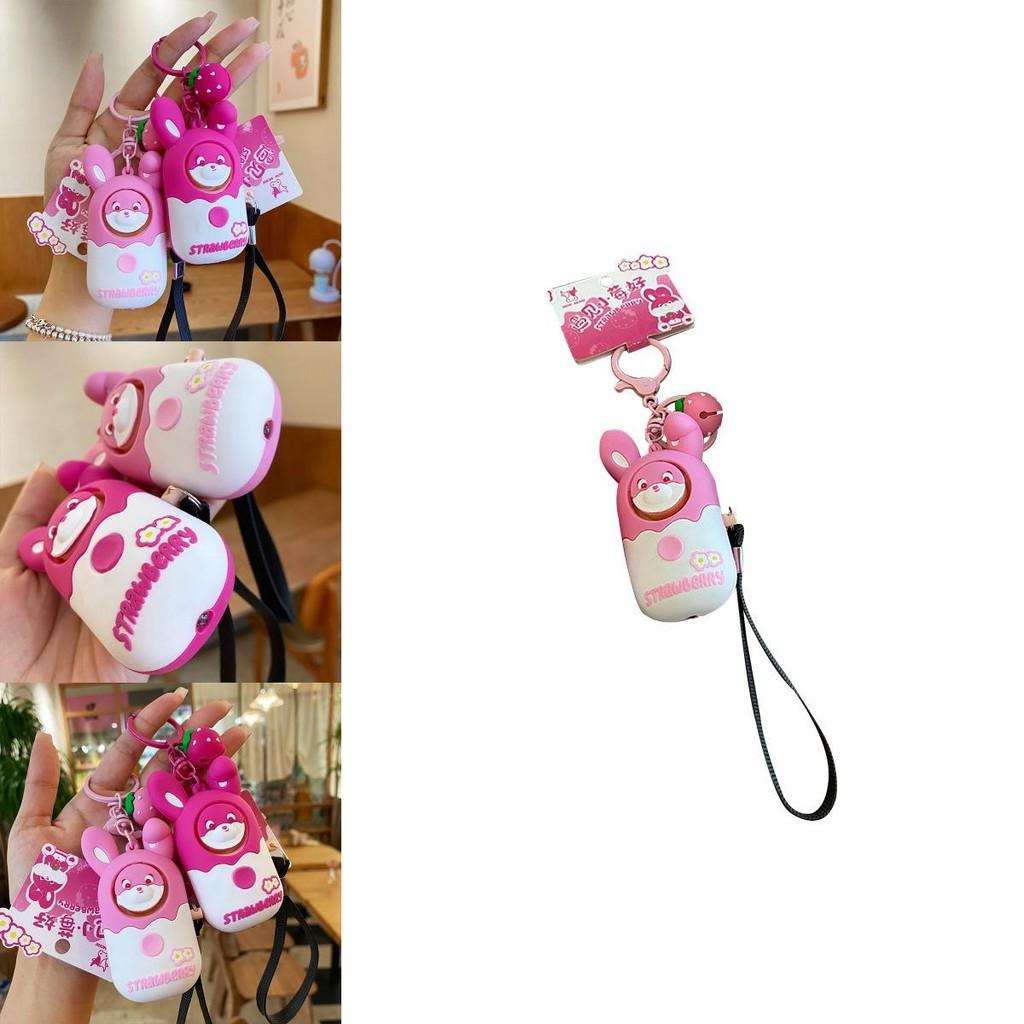 Adorable Strawberry Rabbit Night Light Alarm Keychain For Girls Unique Gift Accessory