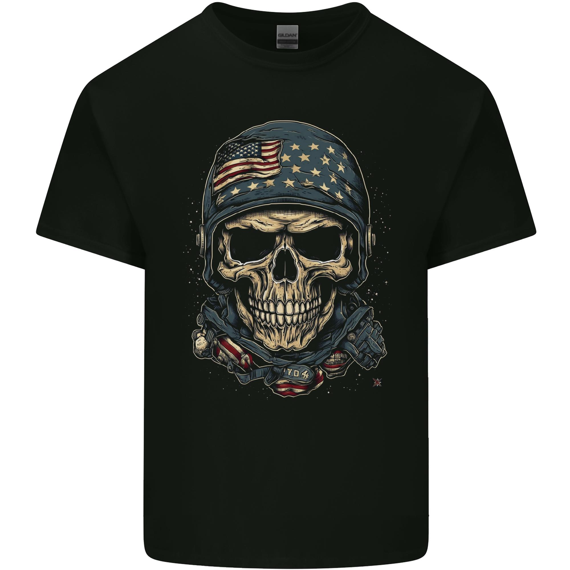 American Skull USA Unisexs Light Cotton TShirt S