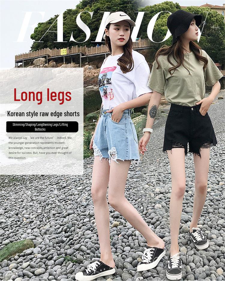 2019 Summer Women's High Waist A-Line Denim Shorts: 5 Colors, Slim, Wide Leg, Loose Fit
