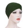1Pc Hijab Breathable Solid Color Female Head Wrap Cross Forehead Polyester Headwrap Women's Turban