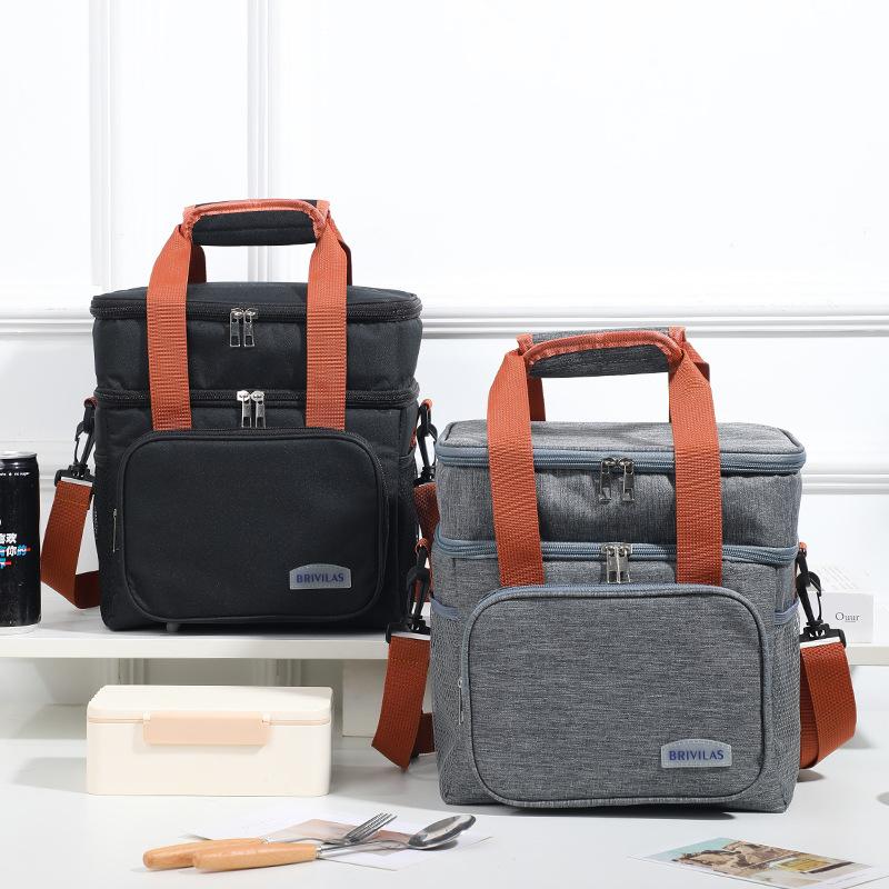 -Border Foreign Trade Hot-Selling Lunch Bag Picnic Bag Outdoor Ice Bag Large Capacity Crossbody Handheld Bento Bag Lunchbag