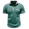 Erkek Yaz Polo Gömlek Kısa Kollu Yaka Yaka 3 Düğme Renk Engelleme T-shirt Slim Fit Casual Erkek Giyim Tops