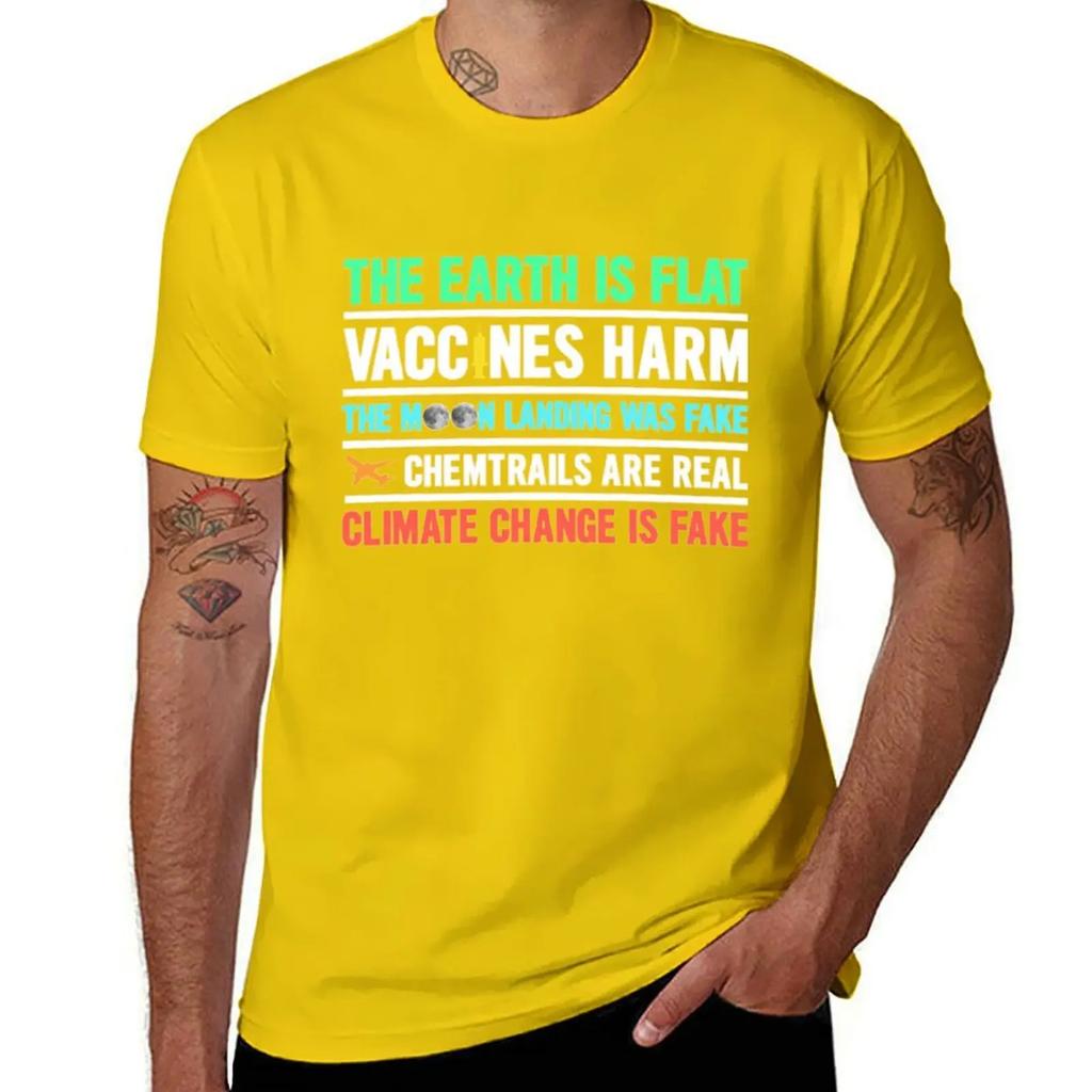 Die Erde ist flach Impfstoffe schaden Chemtrails Maske T T-Shirt Kurzarm-T-Shirt individuelles T-Shirt T-Shirts Grafik-T-Shirt Herren
