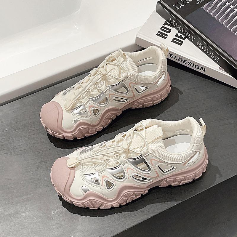 Ugly cute shoes women, spring and summer new outdoor hiking shoes hollow dad shoes platform casual sports shoes