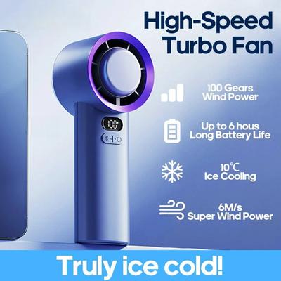 Draagbare Handheld Turbo Ventilator, Verstelbare Persoonlijke Micro Ventilator met 100 Windsnelheden, Op Batterijen, Elektrisch, voor Wimperextensies