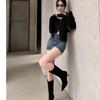 Pile Boots Women's New Autumn Fashion Temperament High Heels Medium Boots Thin Heels Pointed Short Boots Thin