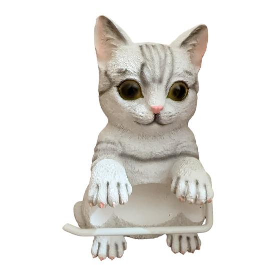 Wall Mounted Toilet Paper Holder Simple Installation Realistic 3D Printed Cat Paper Towel