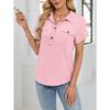 Summer New Women's Lapel Pocket Short-sleeved Solid Color T-shirt Casual Versatile Top