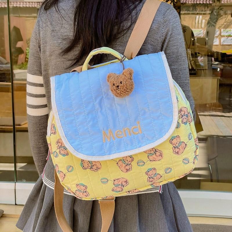 Adorable Cartoon Bear Backpack For Kids With Large Capacity Stylish Design And Breathable Canvas Material