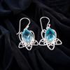 925 Stamped Silver Sky Blue Topaz Gemstone Handmade Jewelry Girls Earrings 1.70" EE-40-2