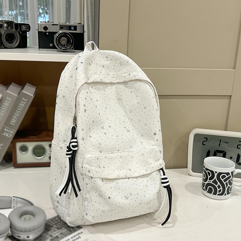 Korean-Inspired Instagram Collegiate-Style Star-Pattern Backpack Large-Capacity Schoolbag Casual Lightweight Laptop Bag
