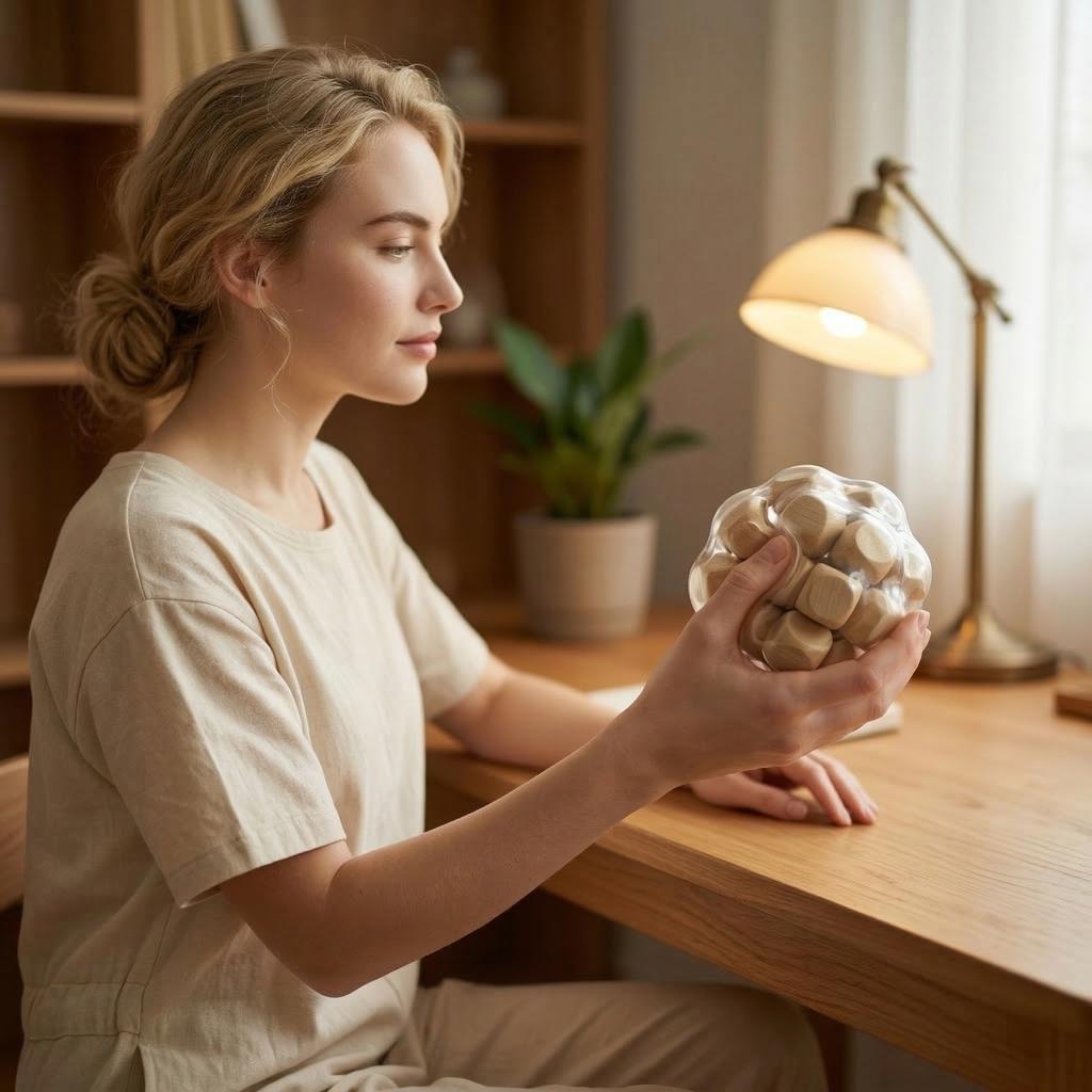 Handmade Wooden Noisy Ball Squishy Toy Creative Stress Relief Fidget Squeeze Ball Decompression Toy For Anxiety Relaxation