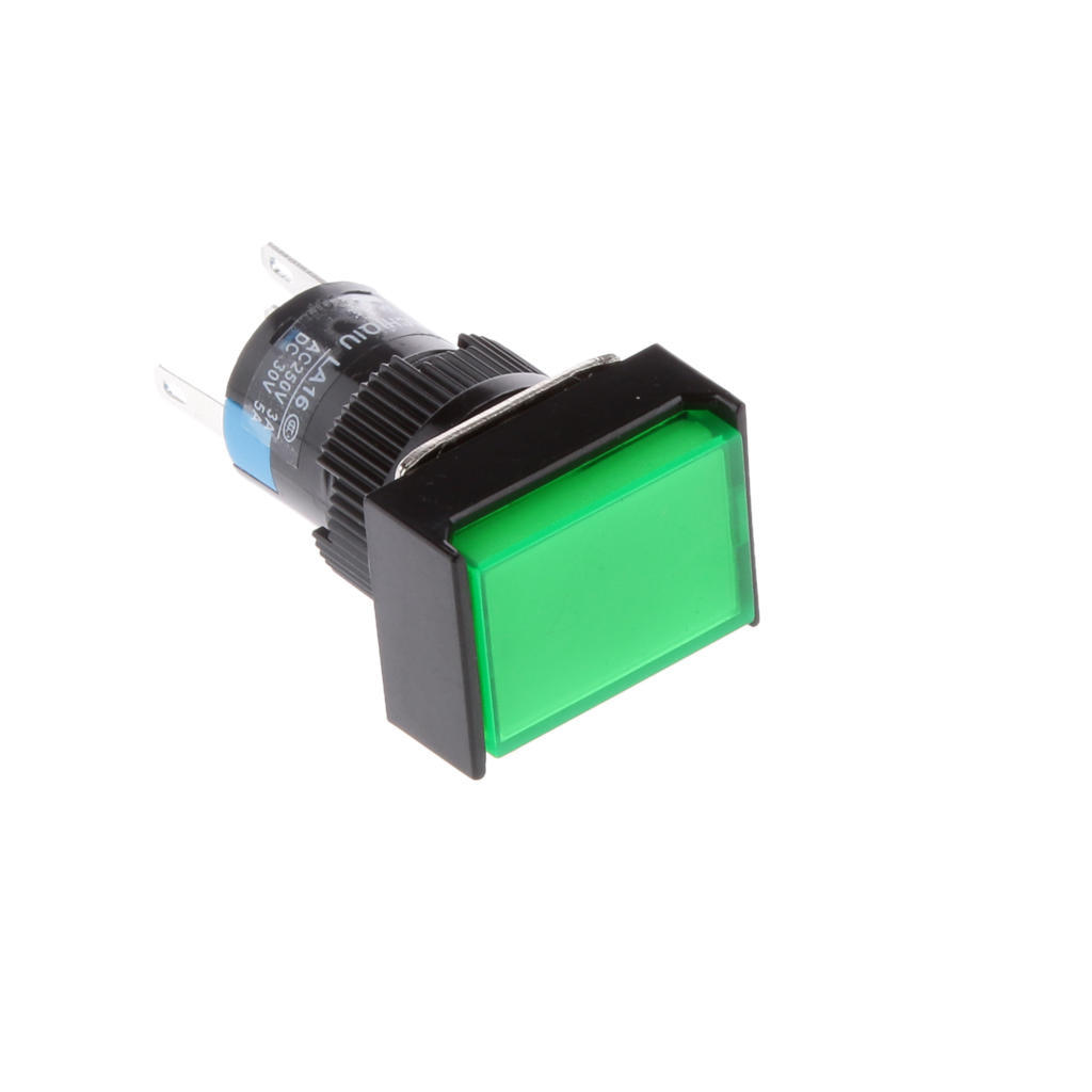 2 Pieces DC 12 Button Momentary Self Square Switch with 5 Pin 16mm Green