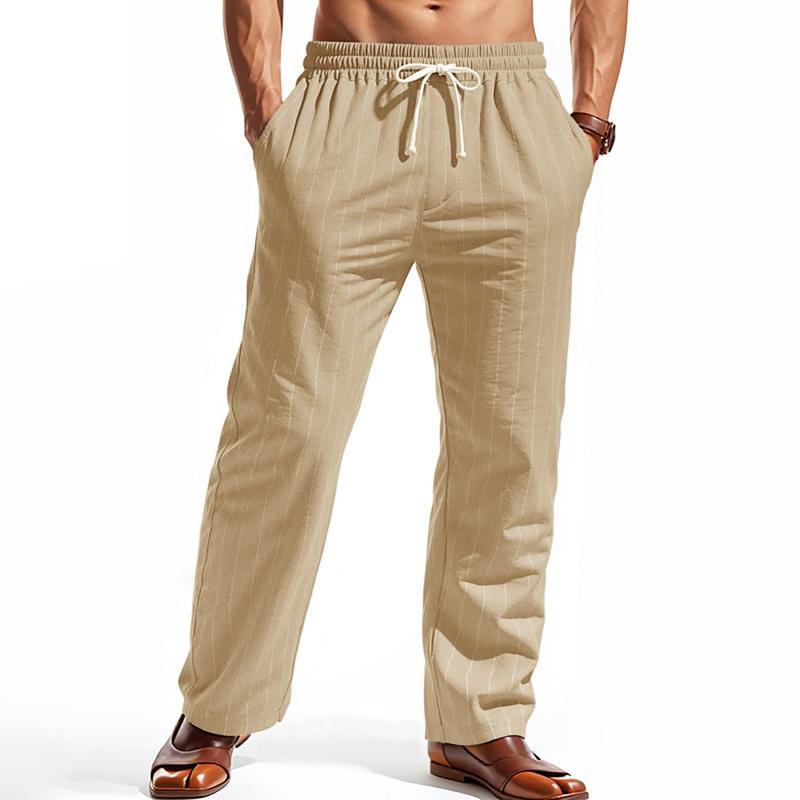 2026 casual versatile striped cotton-linen loose breathable fashion sports men's pants