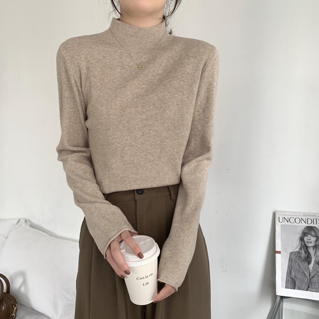 Basic Small Stand-up Collar Stacked Sweater Women's Autumn and Winter New Simple Casual Inner Bottoming Shirt Versatile Knitted Top