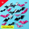 Pacote de 16 Adesivos de Parede 3D de Morcego Preto para Halloween