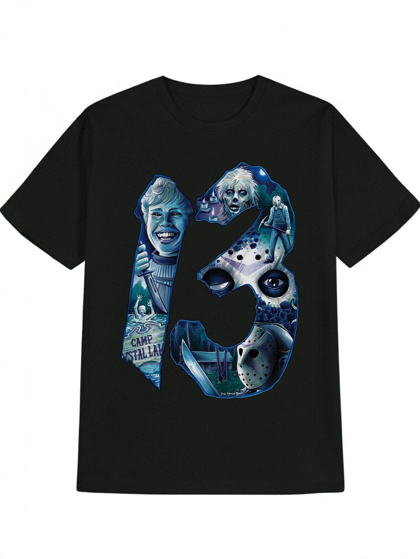 Casual Crew Neck T-shirt with Dagger Print Design - I m 13 Graphic M