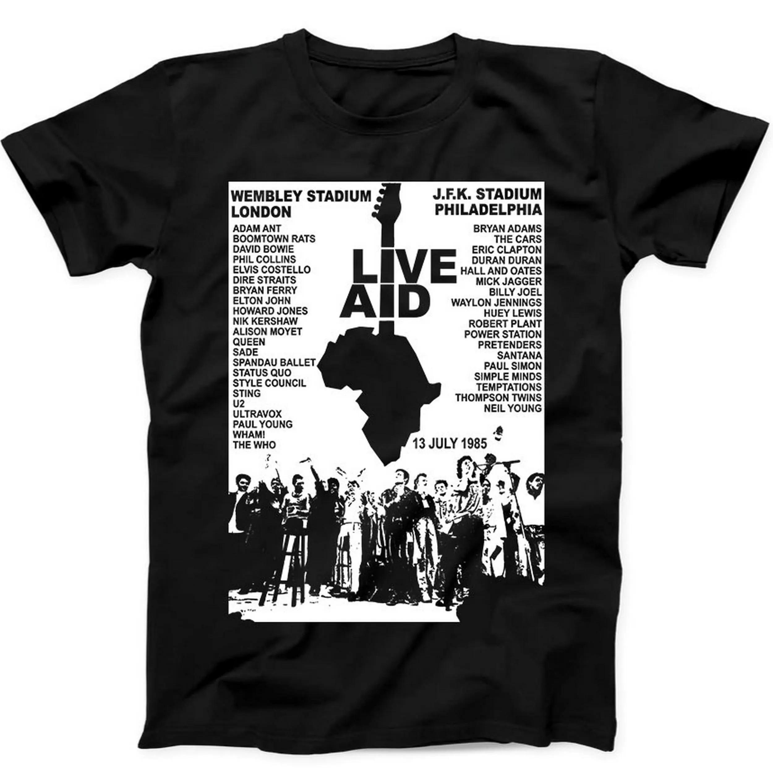 Live Aid Concert Music PerforUnisexce Event Site 1985 Wembley 1980s Gift Tshirt Black Tshirt S