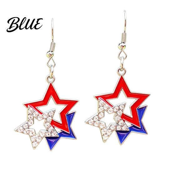 Exquisite Earrings USA Flag for Women Patriotic Red White Blue
