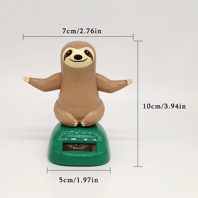 Solar Car Ornament Automatic Swing Alpaca Figurine Animal Doll Toy Sloth Miniature Car Accessories Dancing Shaking Home Decor
