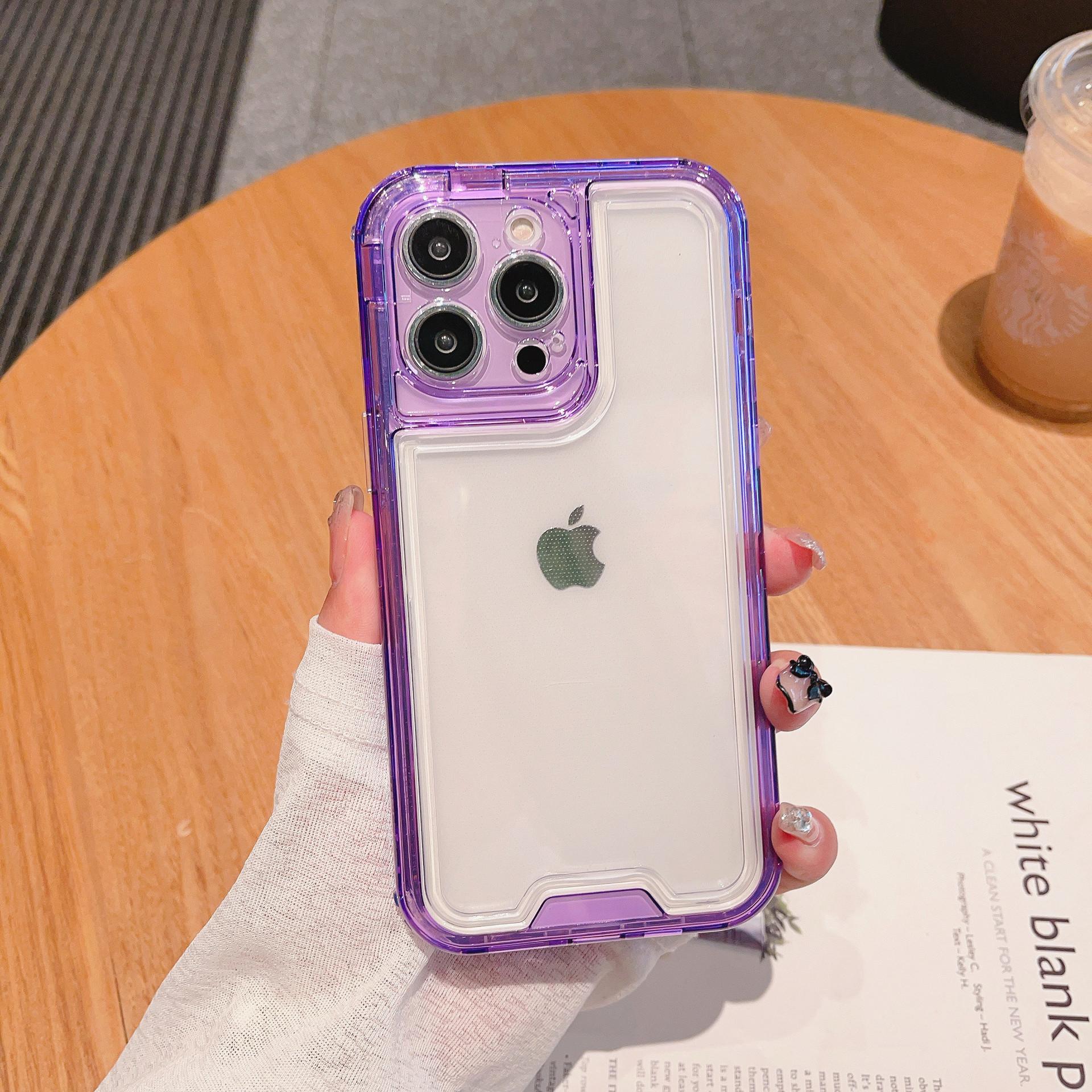 

Mobile Phone Case for IPhone15 Series Advanced Purple Three-in-One Colorful Precision Hole Camera All-Inclusive For iPhone 15 plus