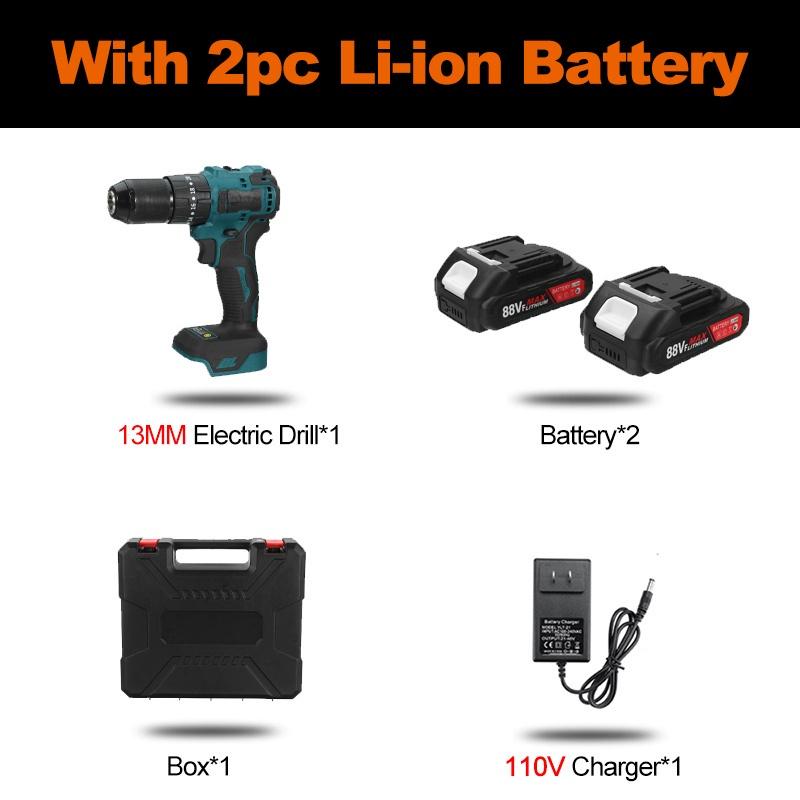 3 IN 1 Mini Electric Screwdriver Brushless Cordless Impact Drill 25+3 Torque Wireless Power Driver With 1/2pcs Li-Ion Battery