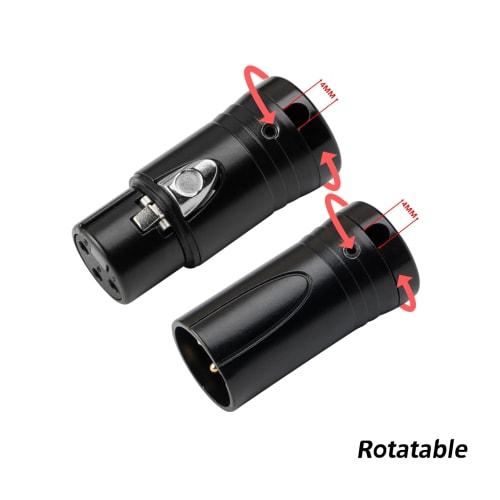 Compact XLR Microphone Solder Adapter - Gold-Plated 3-Pin Male Connector with Adjustable 90 Right-Angle Audio Plug for DIY Thin Cable Corner Connecti