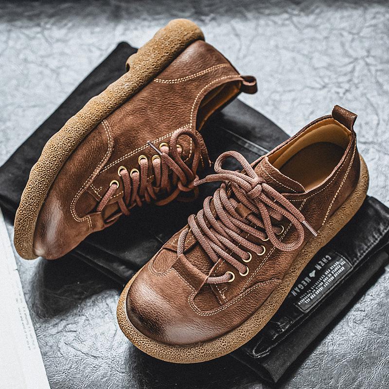 Men's Top Grain Leather Casual Shoes - 2025 Summer Edition, Big Toe Genuine Leather, Breathable Non-slip Soft Sole.