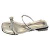 Beautiful Silver Cool Slippers Women's Summer Wear New with Skirt Rhinestone Cover Toe Low Heel Beach Sandals