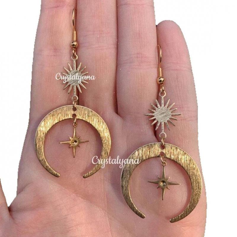 Bohemian Star Sky Moon Earrings - Hypoallergenic Jewelry for Weddings