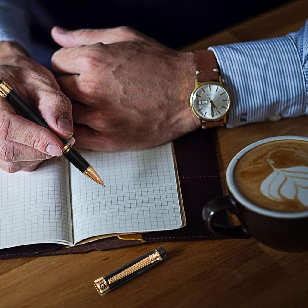 Kulepenn Kvinner 24K gull ferdig fantastisk Luksuspenn Schmidt Ink Best Rollerball Pen Gavesett for Premium Bursdagsgave Gave Lakk med 24