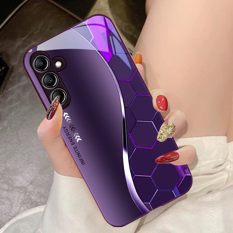 Flowing Light Honeycomb For Samsung Galaxy A14 4G 20 30 52 20S 21S 22 A32 33 34 42 50 51 53 54 70 71 72 73 5G Glass Phone Case