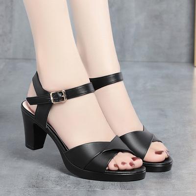 Knöchelriemen High Heels Sandalen Sommer Damen Hochzeitsschuhe Frau Klobig Absatz Plateau Sandalen Damen Büro Sandalen