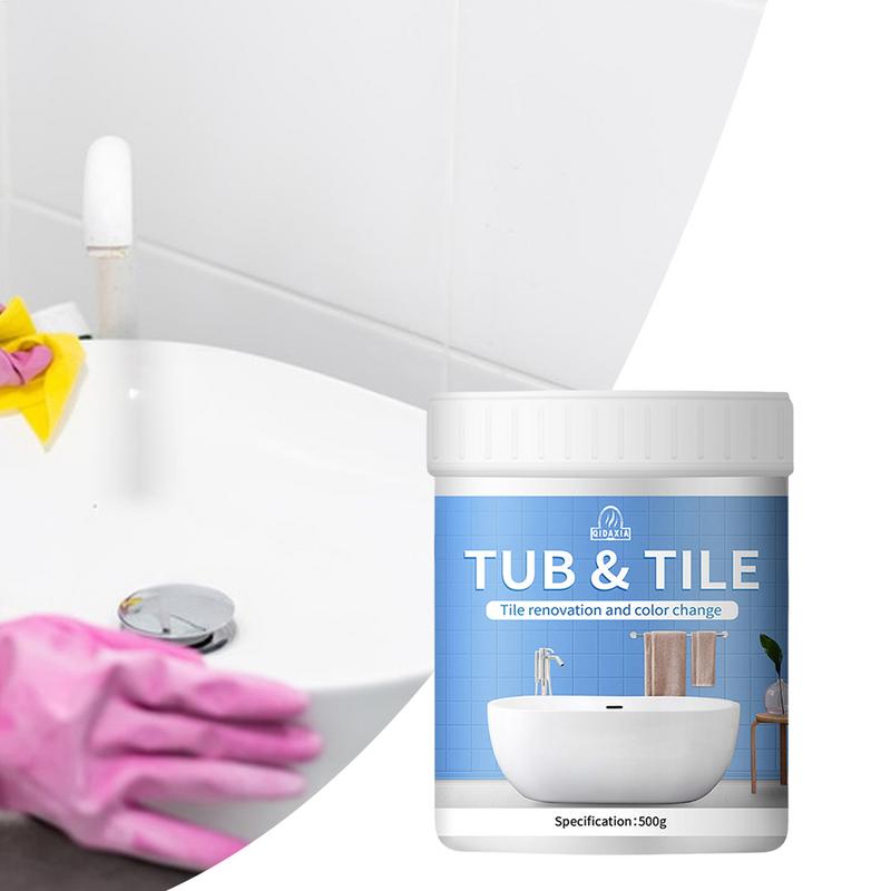 500g Bathroom Tile Paint Kit Water Based Quick-Dry Bath Refinishing Kit Bathtub Cover-up Kit White Water Based for Bathtubs Sink